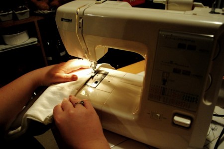 Me sewing french seams