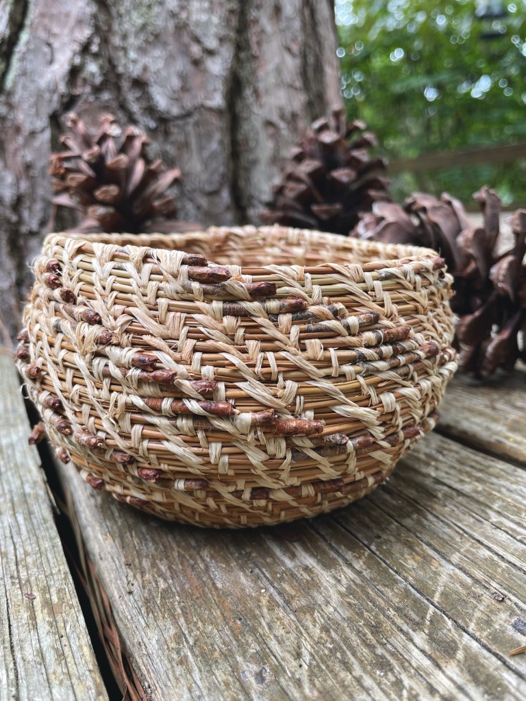 SOLD pine needles and raffia