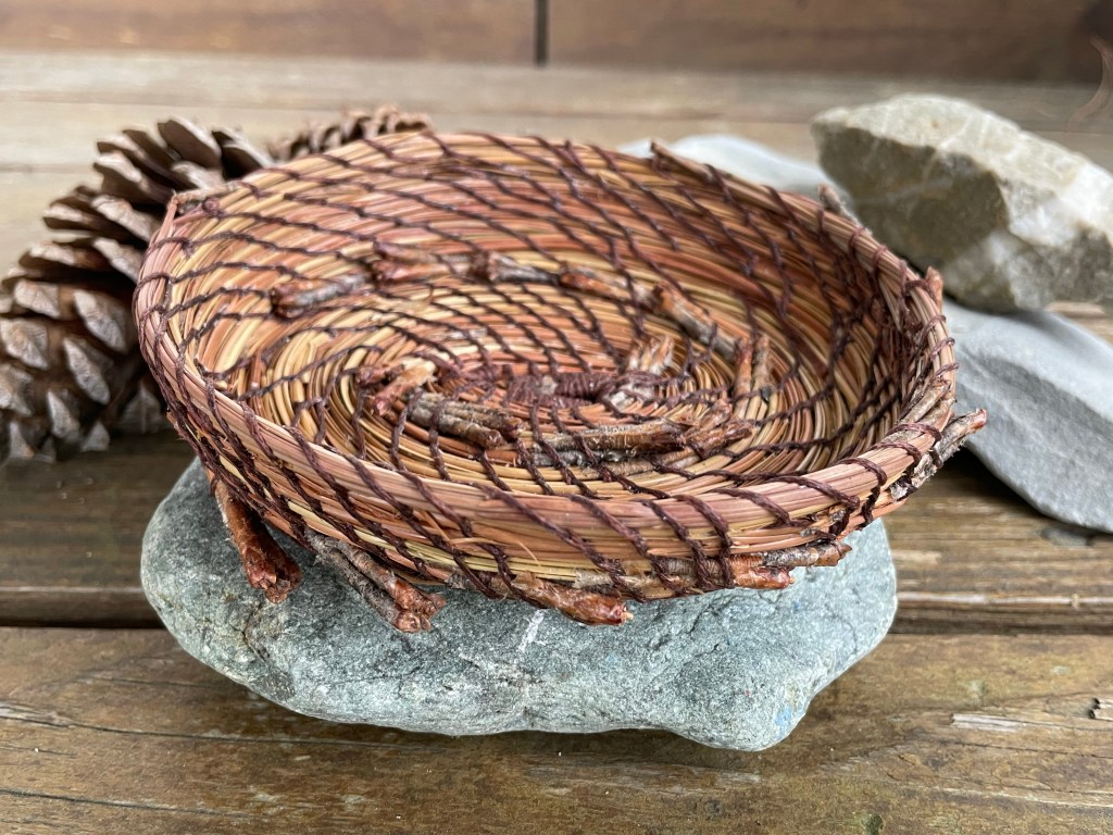 pine needles and waxed linen